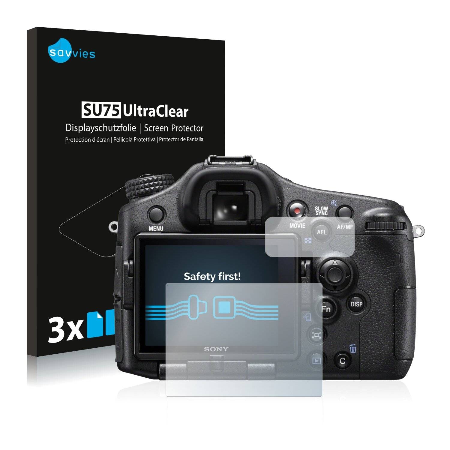 6x Savvies SU75 Displayschutzfolie für Sony Alpha 77 II (SLT-A77