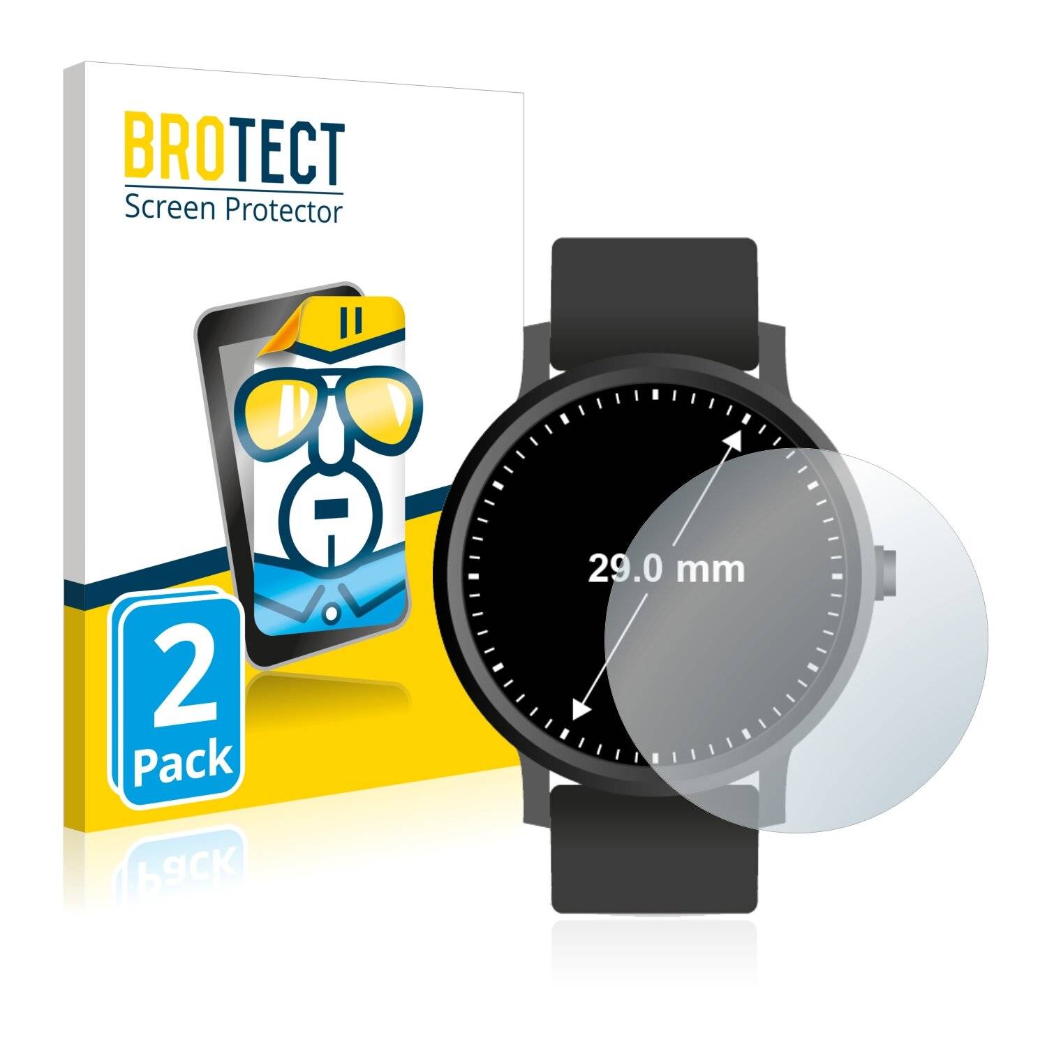 2x BROTECT HD-Clear Displayschutzfolie für Armbanduhren (Kreisrund, Durchmesser: 29