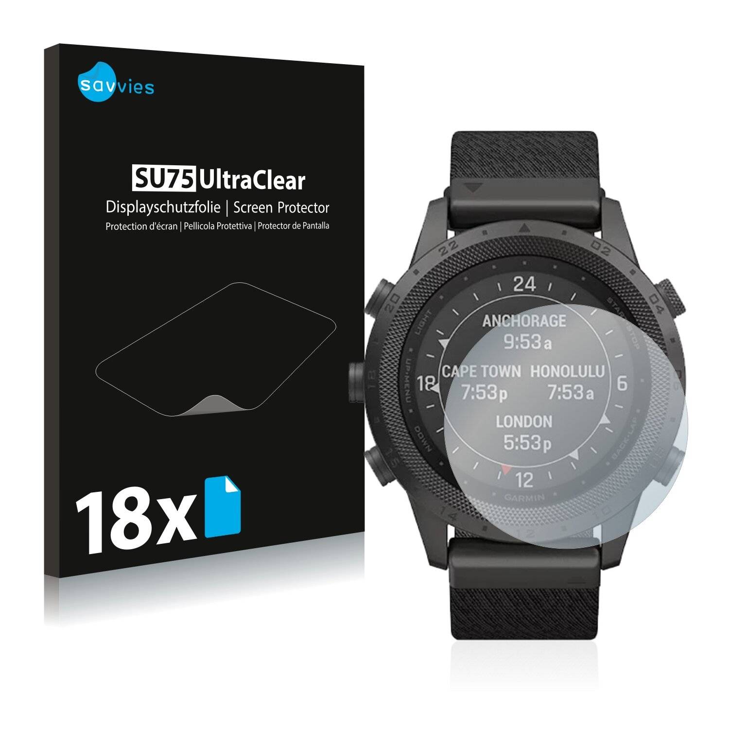 18x Savvies SU75 Displayschutzfolie für Garmin Marq