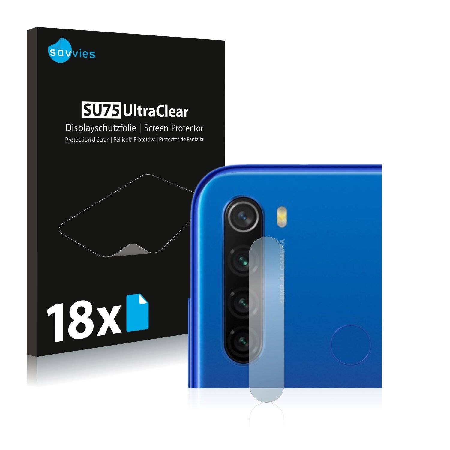 18x Savvies SU75 Displayschutzfolie für Xiaomi Redmi Note 8T (NUR