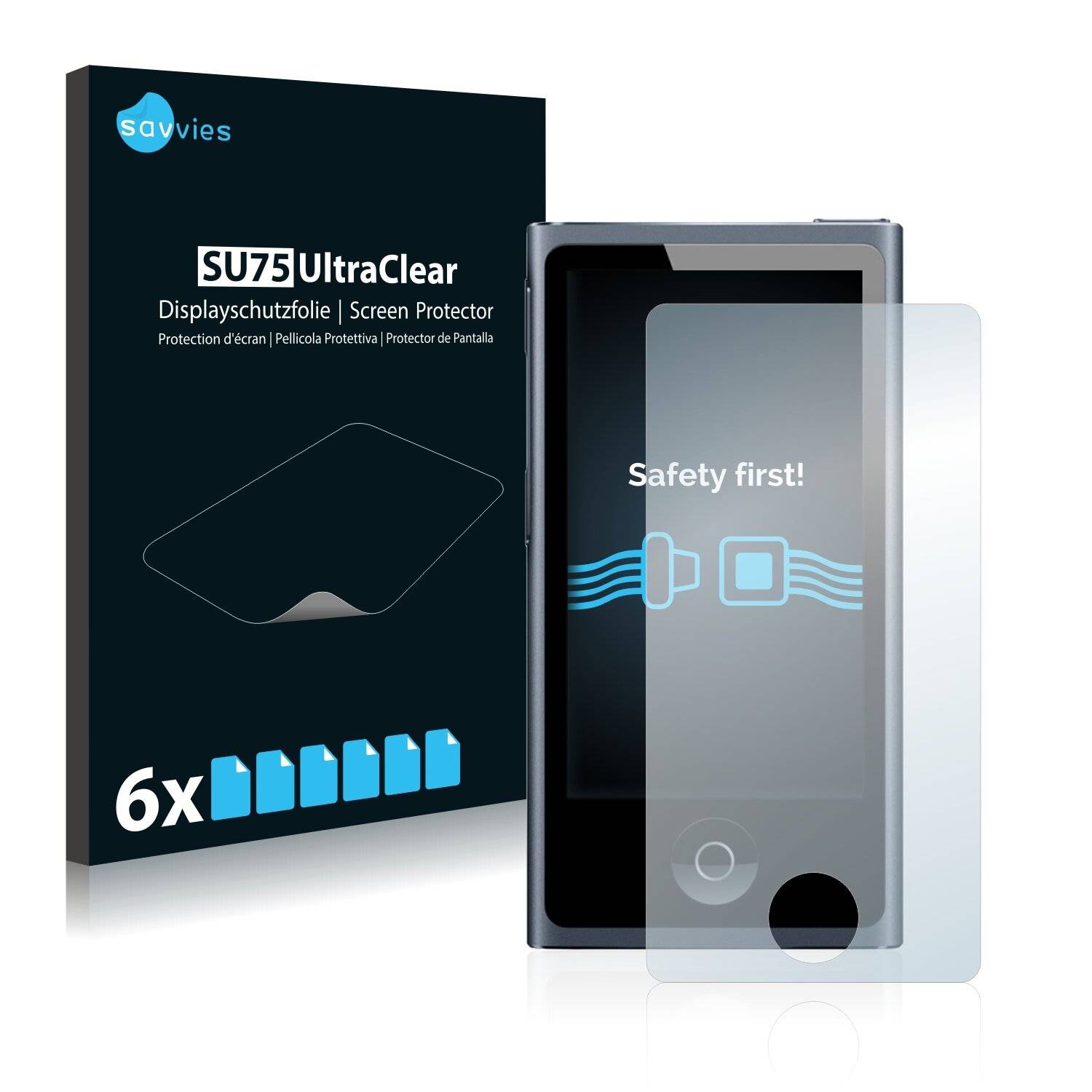 6x Savvies SU75 Displayschutzfolie für Apple iPod nano 2012 (7.