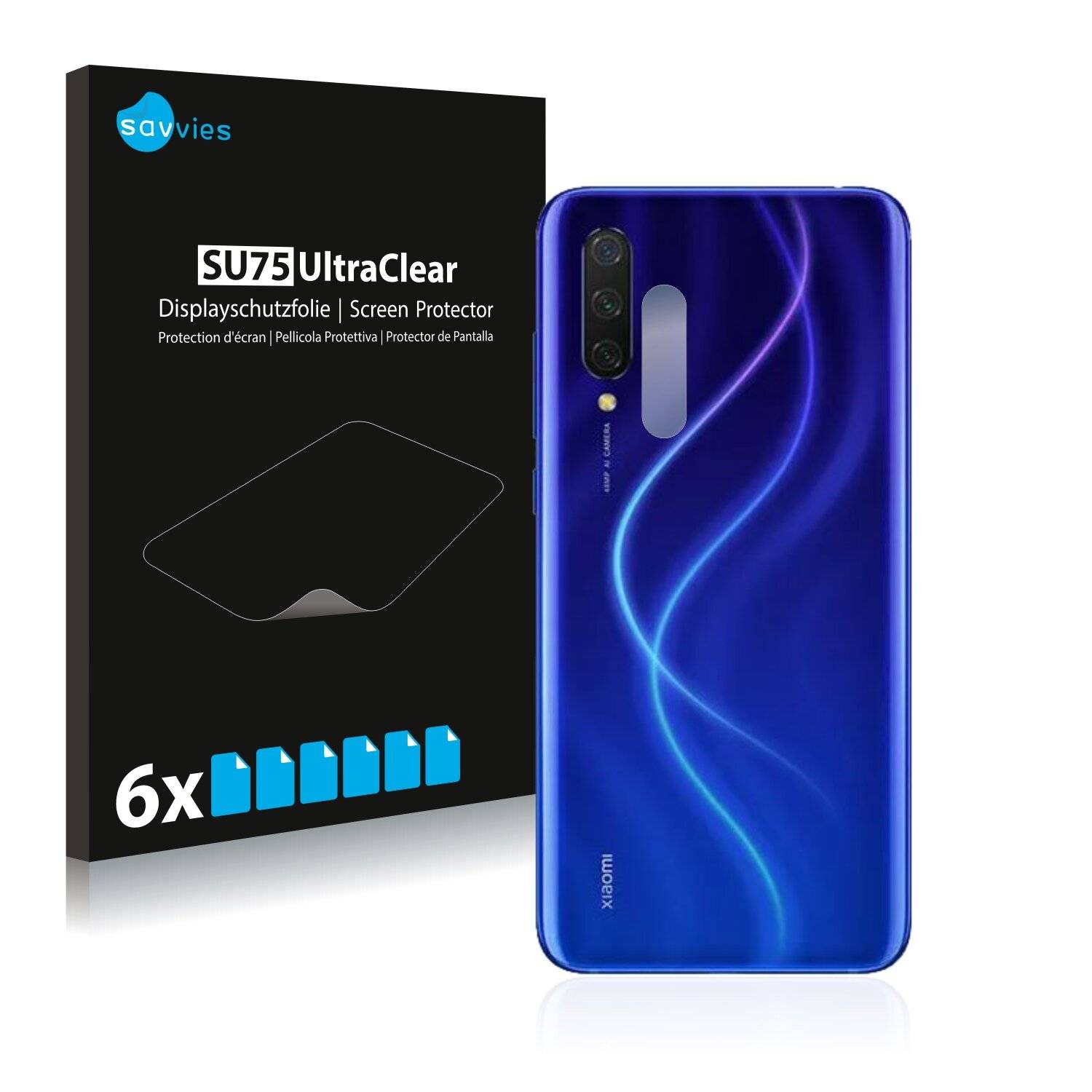 6x Savvies SU75 Displayschutzfolie für Xiaomi Mi 9 Lite (NUR