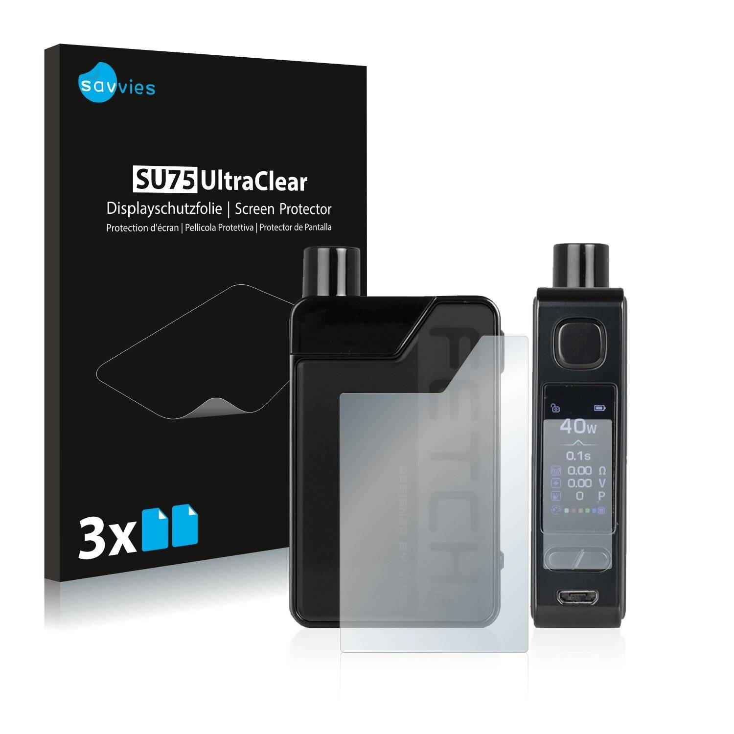 6x Savvies SU75 Displayschutzfolie für Smok Fetch Mini