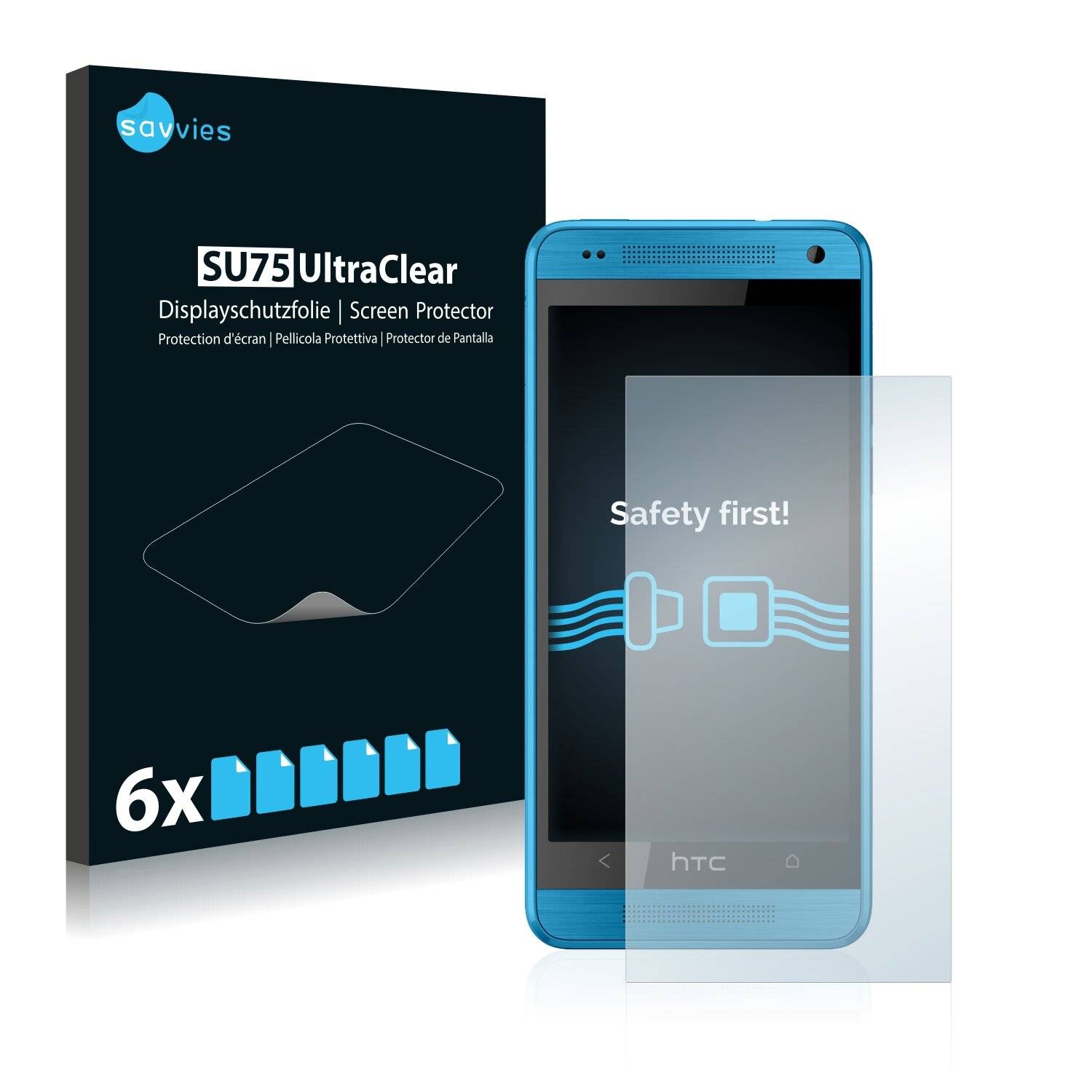 6x Savvies SU75 Displayschutzfolie für HTC One Mini