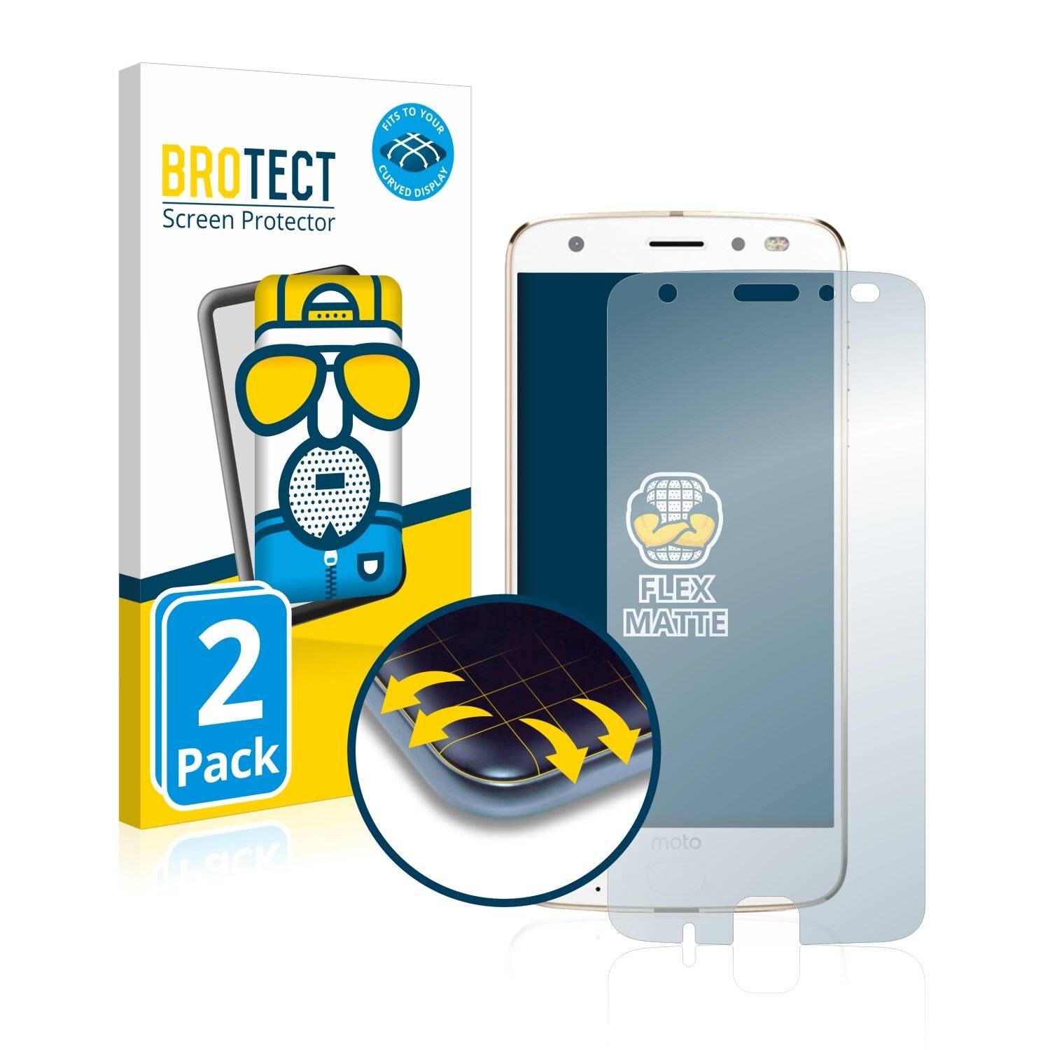 2x BROTECT Flex Matte Full-Cover Displayschutzfolie für Motorola Moto Z2