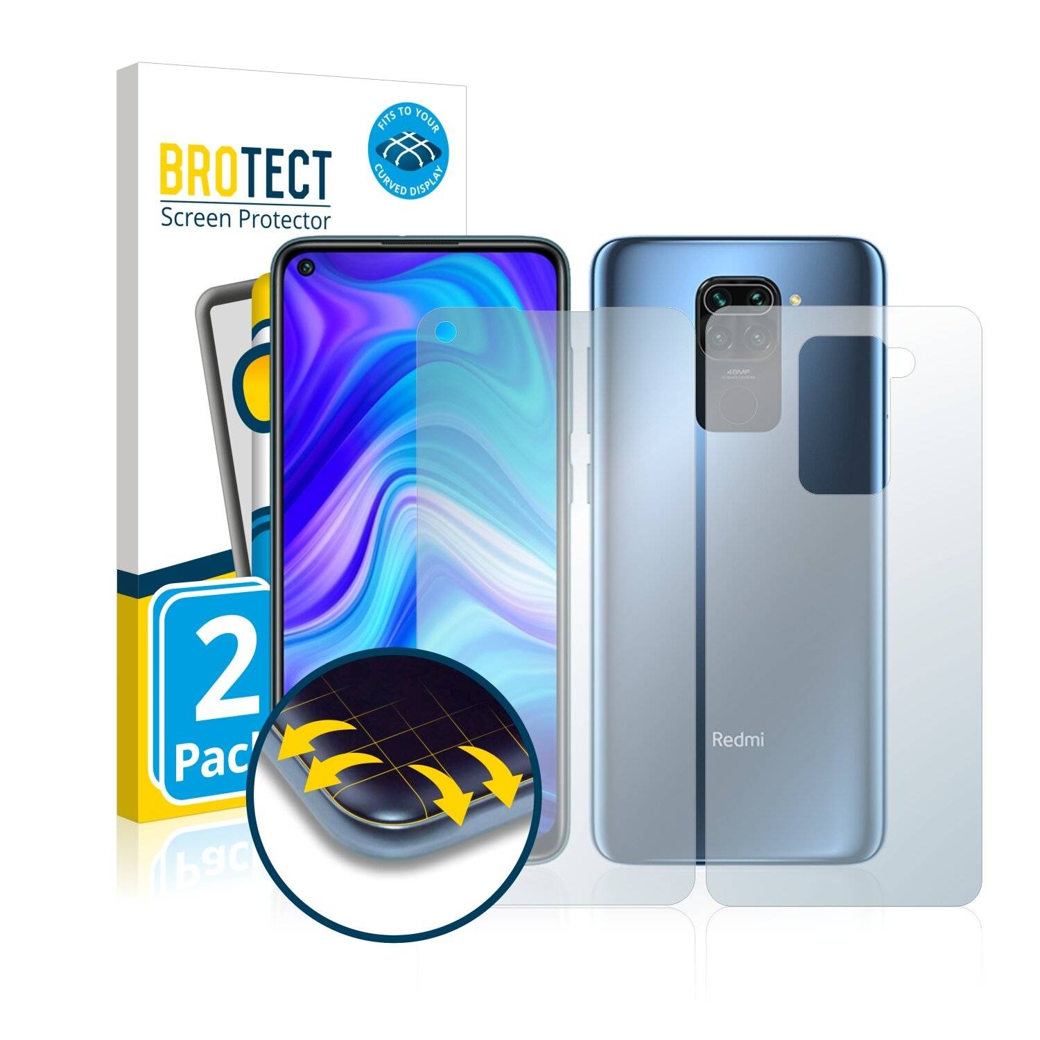 2x BROTECT Flex Full-Cover Displayschutzfolie für Xiaomi Redmi 10X (Vorder +