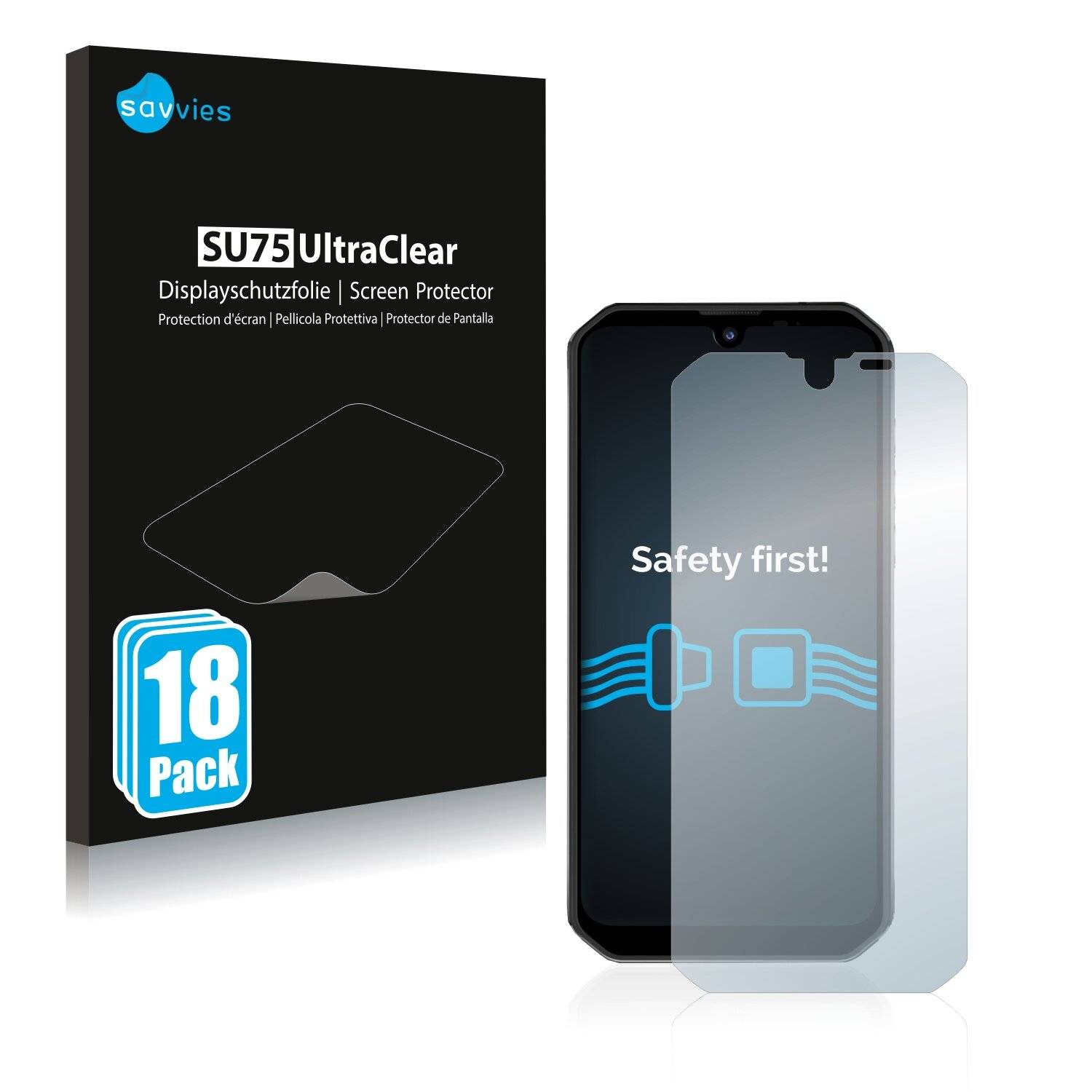 18x Savvies SU75 Displayschutzfolie für Blackview BV9900