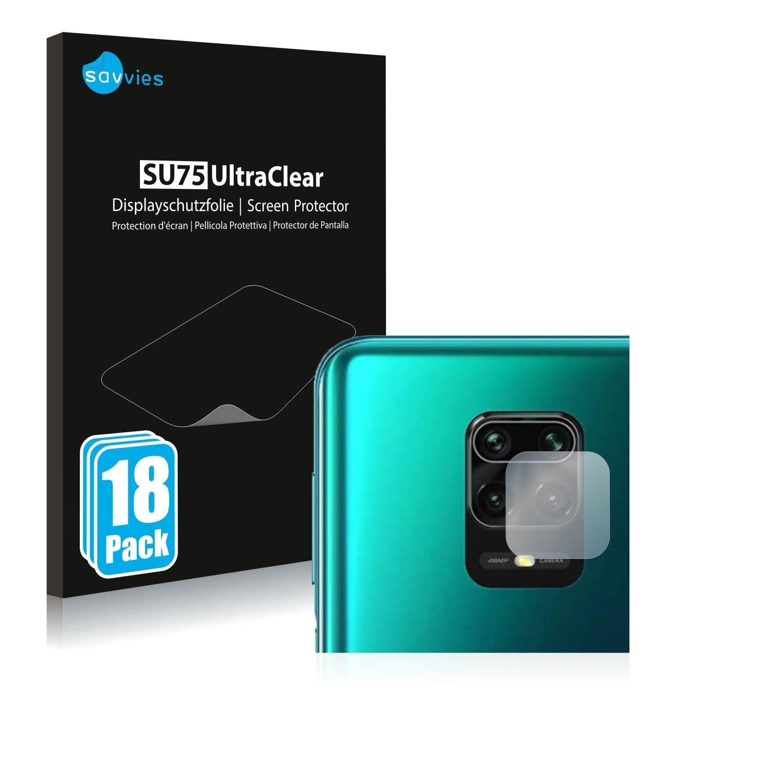 18x Savvies SU75 Displayschutzfolie für Xiaomi Redmi Note 9S (NUR