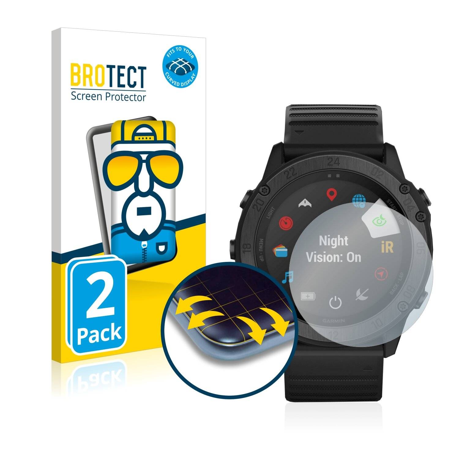 2x BROTECT Flex Full-Cover Displayschutzfolie für Garmin Tactix Delta Solar