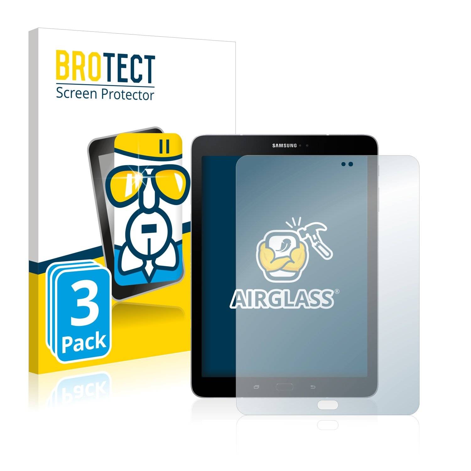 3x BROTECT AirGlass Schutzglas Folie für Samsung Galaxy Tab S3