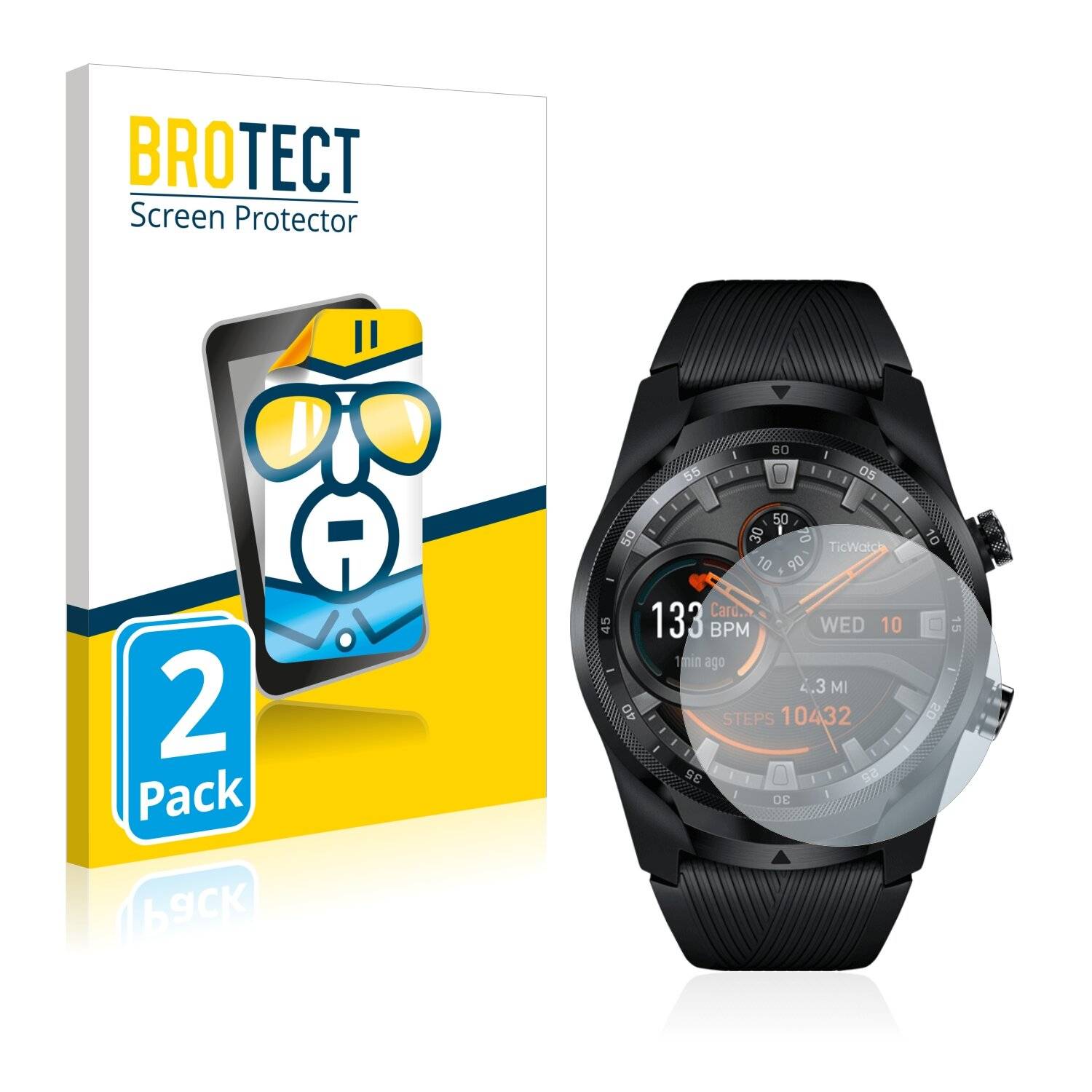 2x BROTECT HD-Clear Displayschutzfolie für Mobvoi TicWatch Pro