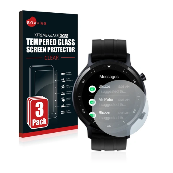 3x Savvies HD33 Clear Schutzglas für Realme Watch 3x Savvies HD33 Clear Schutzglas für Realme Watch