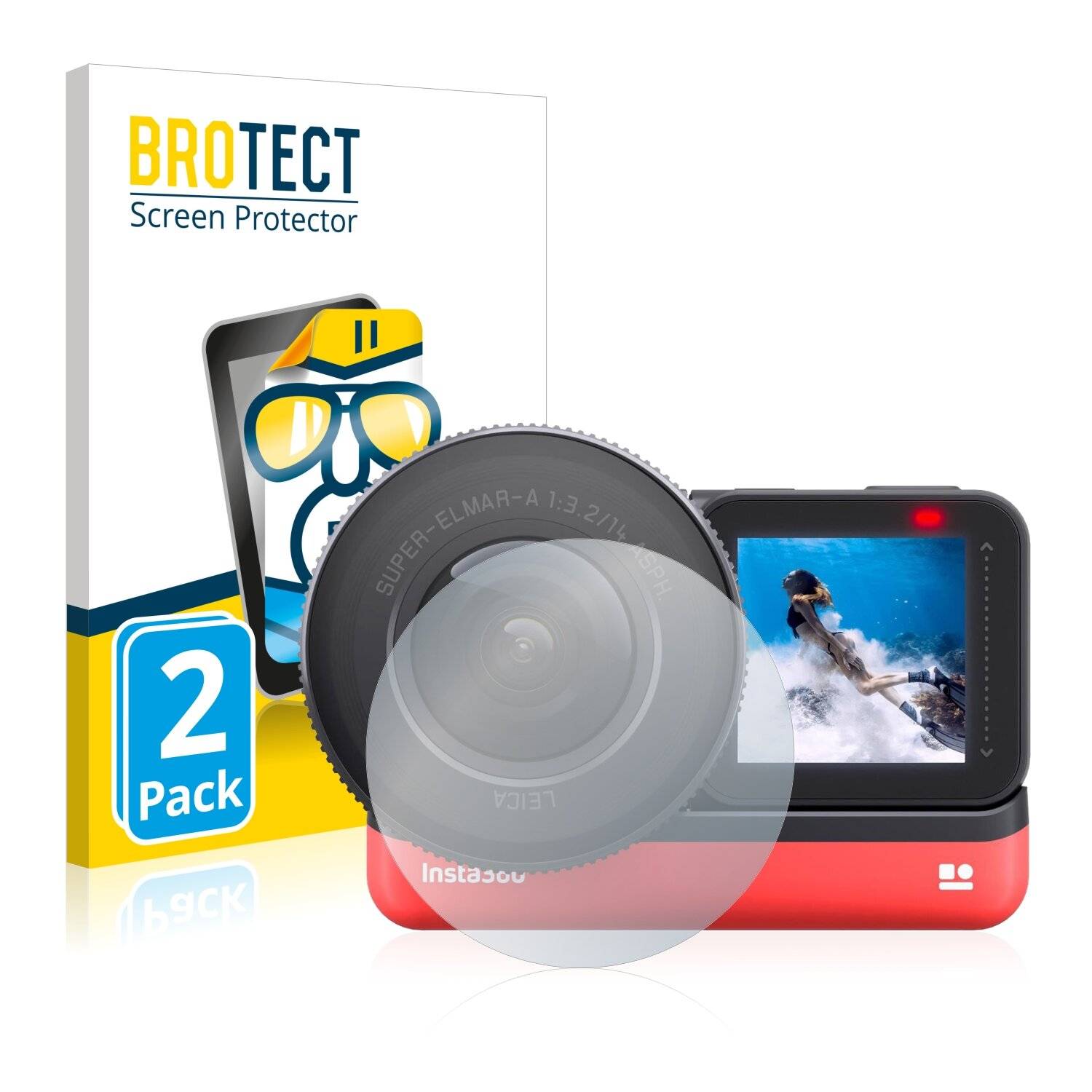 2x BROTECT HD-Clear Displayschutzfolie für Insta360 One R 1-Inch Edition Dual-Lens 360 Mod