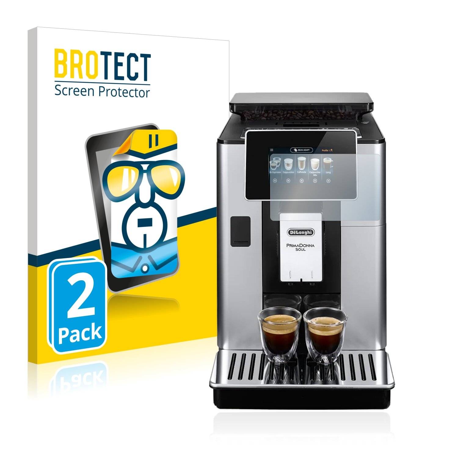 2x BROTECT HD-Clear Displayschutzfolie für DeLonghi PrimaDonna Soul
