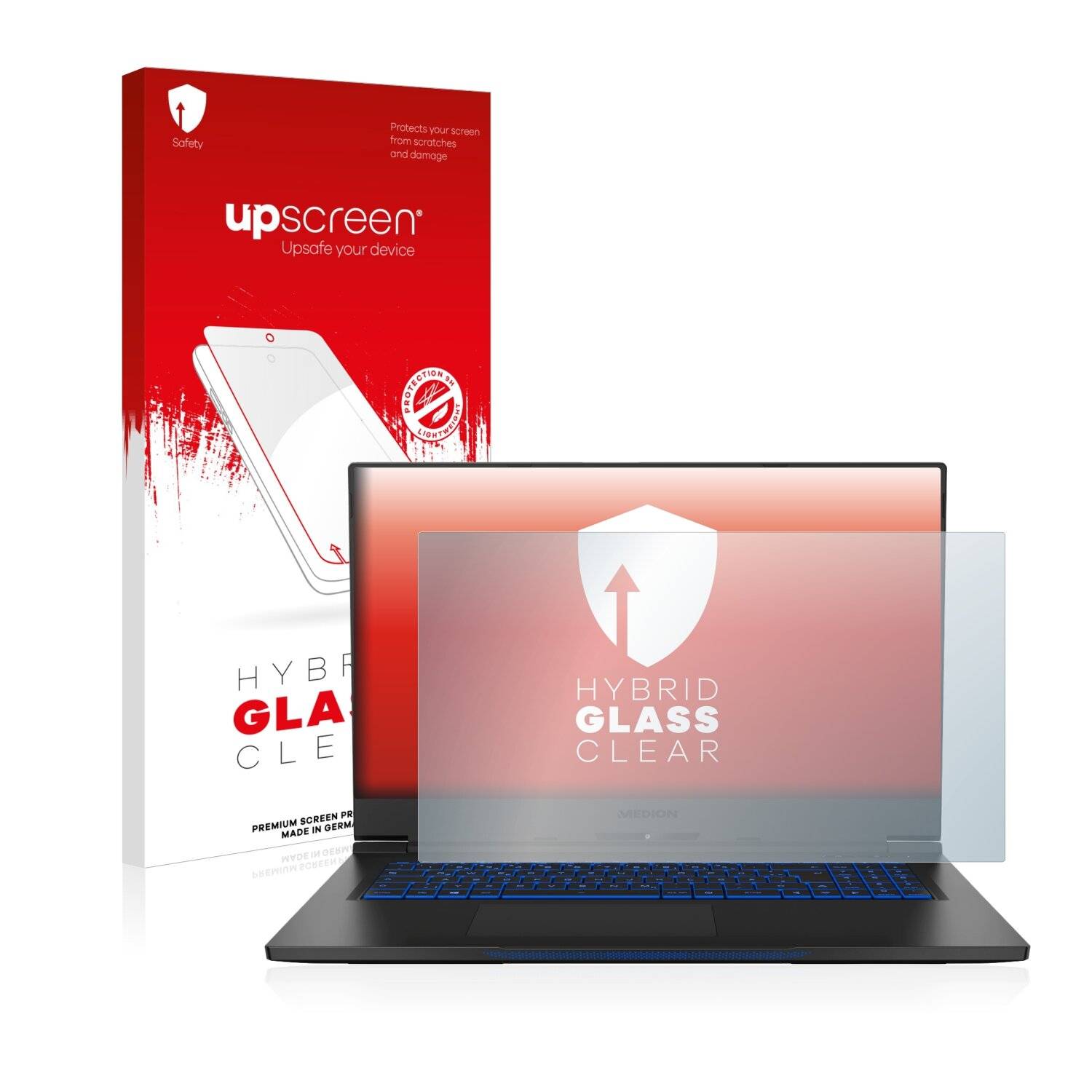 upscreen Hybrid Glass Clear Premium Schutzglas Folie für Medion Erazer Beast