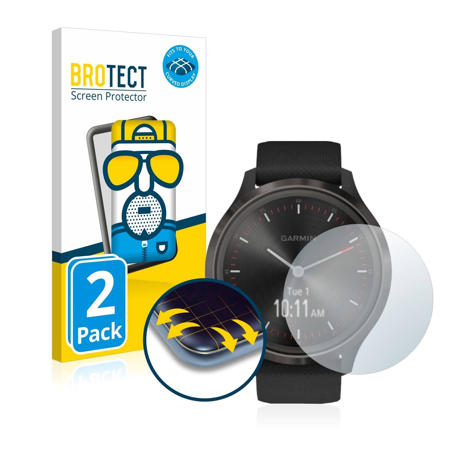 2x BROTECT Flex Matte Full-Cover Displayschutzfolie für Garmin vivomove 3 (44