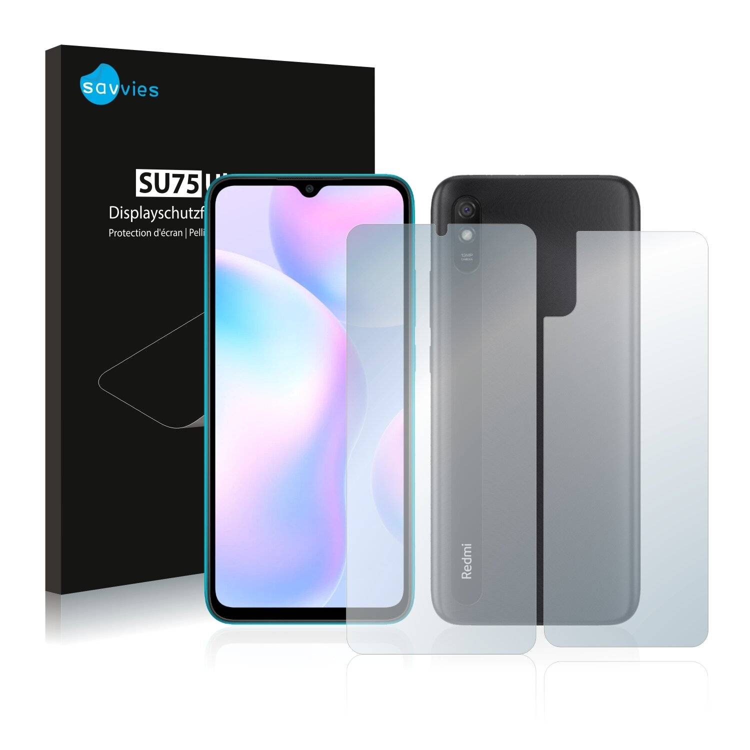 18x Savvies SU75 Displayschutzfolie für Xiaomi Redmi 9A (Vorder +