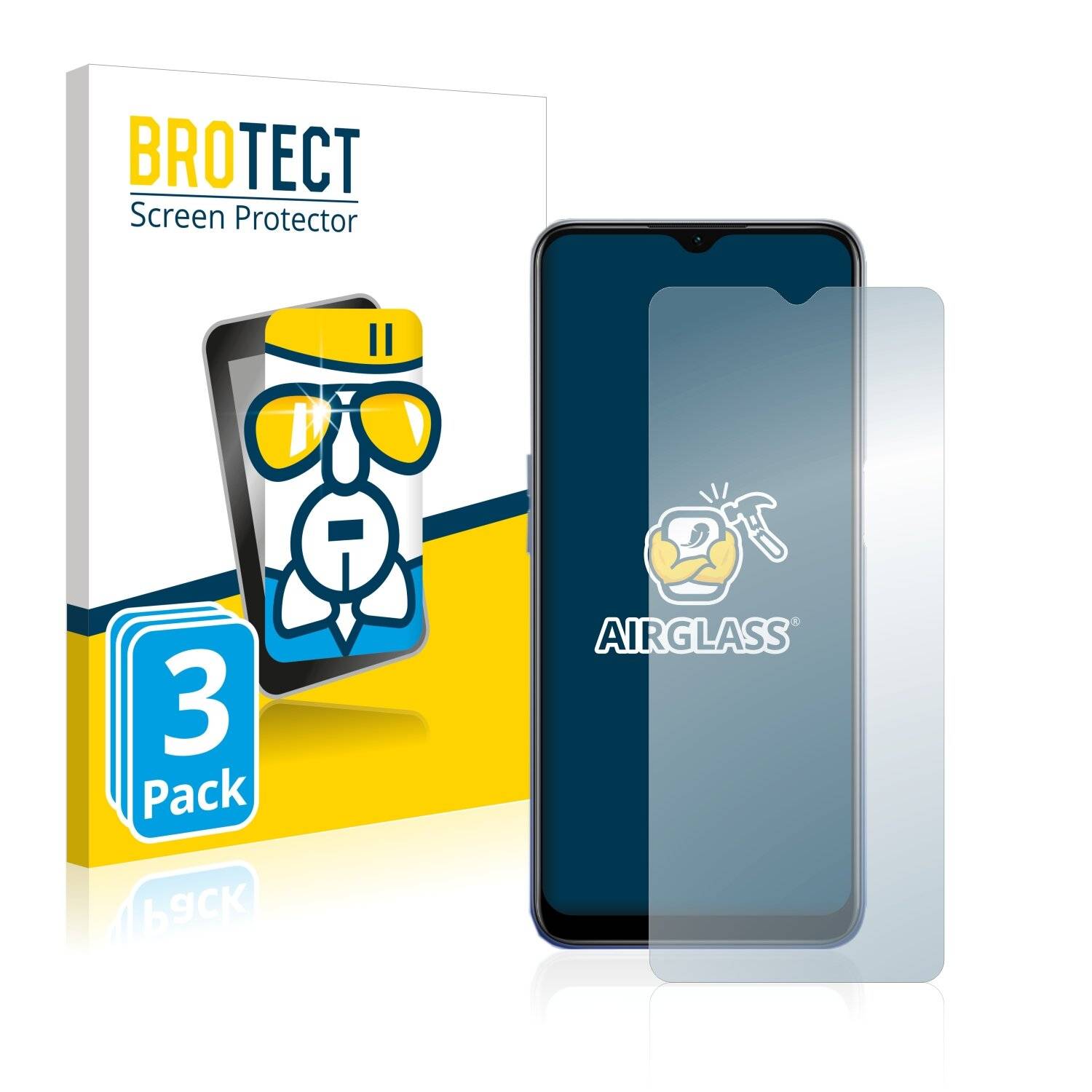3x BROTECT AirGlass Schutzglas Folie für Oppo A55
