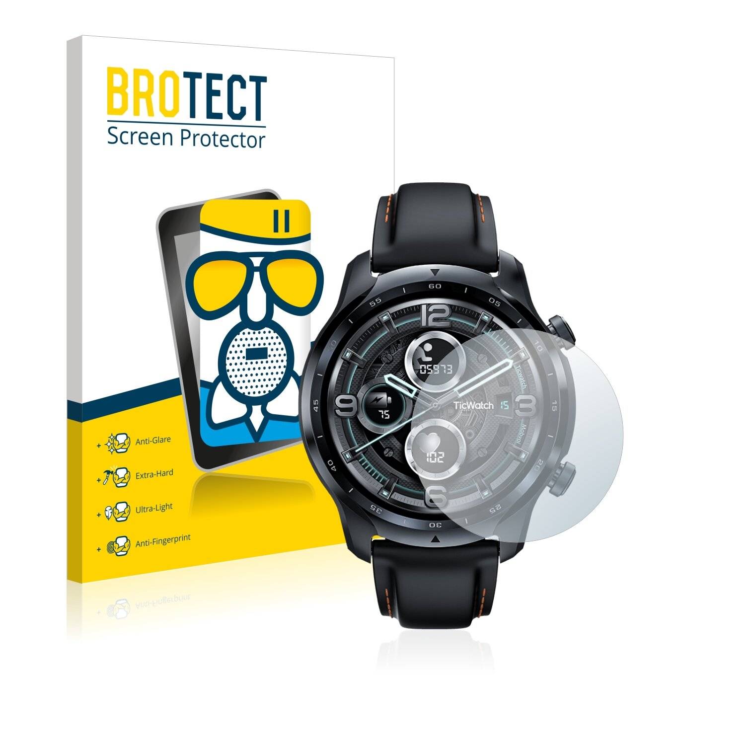 BROTECT AirGlass Matte Schutzglas Folie für Mobvoi TicWatch Pro 3 Cellular