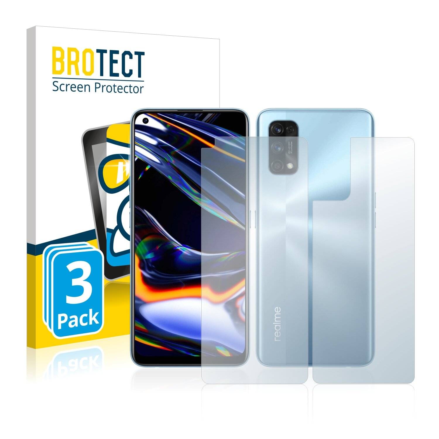 3x BROTECT AirGlass Schutzglas Folie für Realme 7 Pro (Vorder +