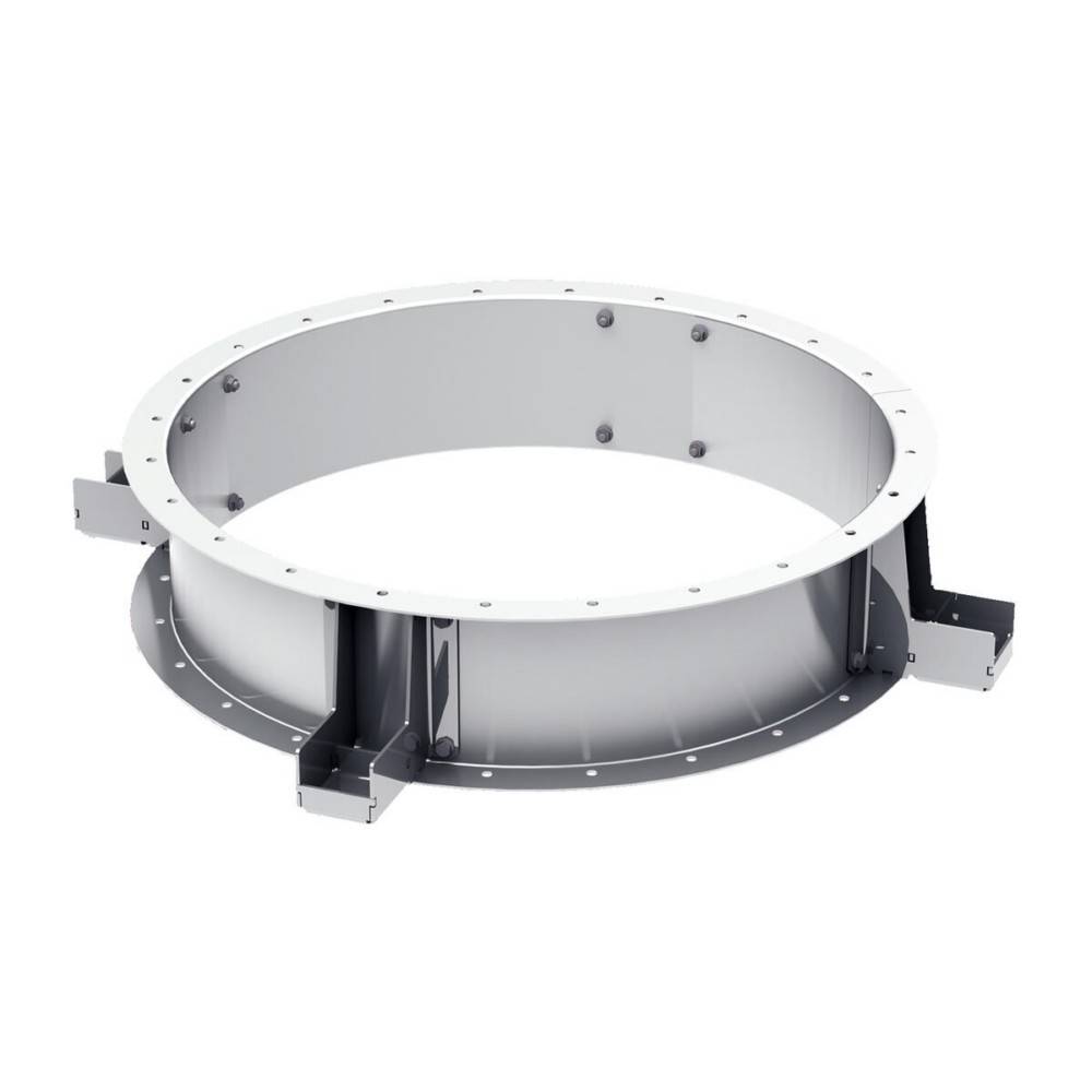 Ein metallischer Kreisrahmen mit acht gleichmäßig verteilten Montagebügeln, konzipiert für strukturelle oder mechanische Unterstützung.