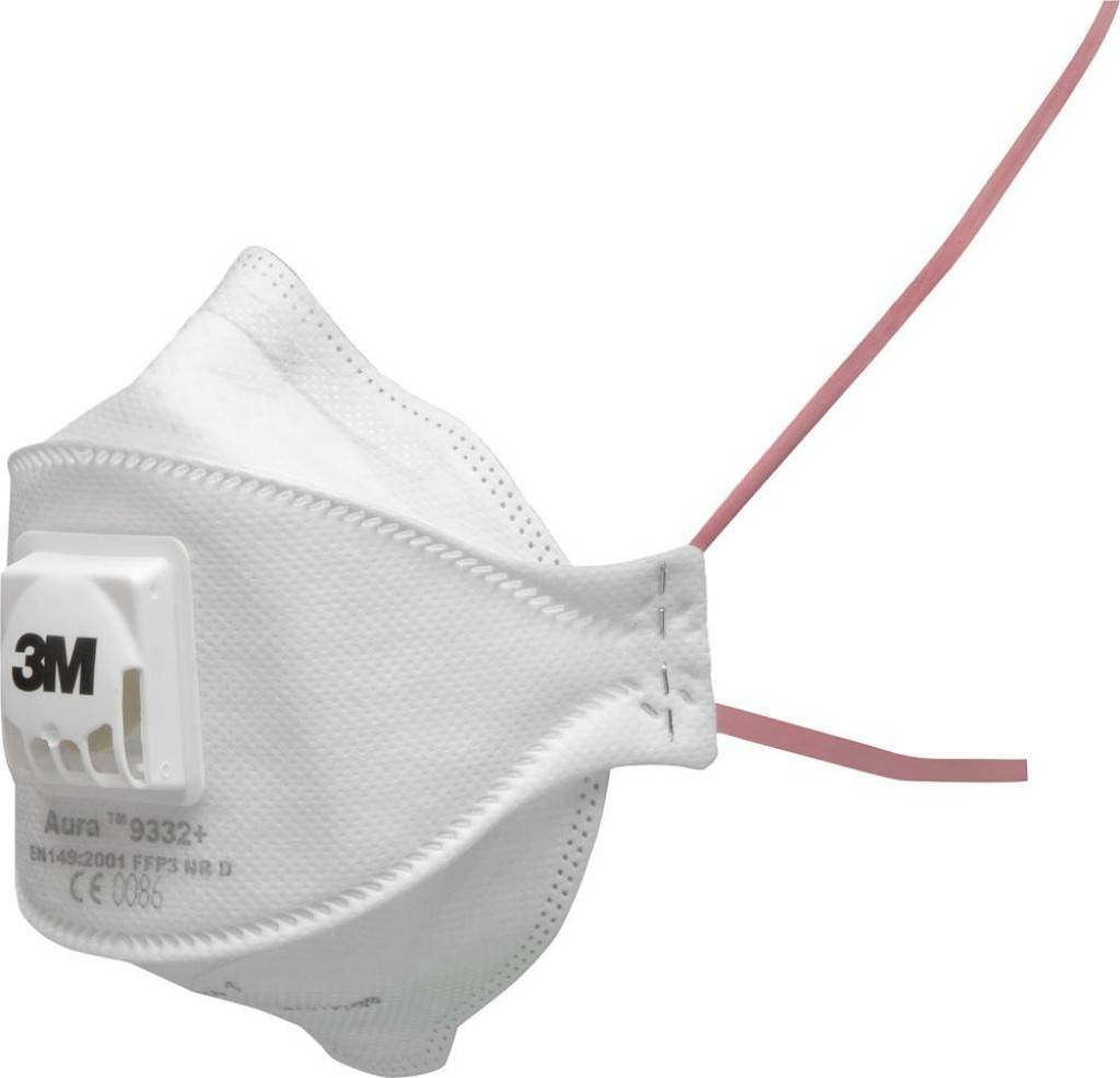 3M� Feinstaubmaske Aura� 9332EigenschaftenMit 3M� Cool Flow� AusatemventilSpezielle Gestaltung der NasenregionInnovative Kinnlasche3-teiliges