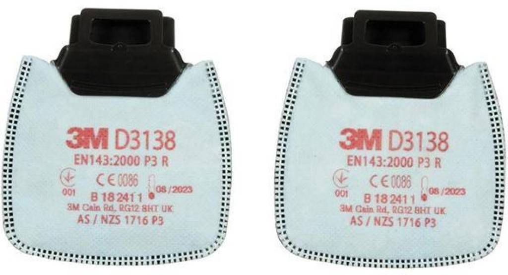 3M� Partikelfilter D3138 P3R, mit AktivkohleEigenschaften Schützt vor festen und flüssigen Partikeln Einsatzlimit 30-facher Grenzwert Sowie