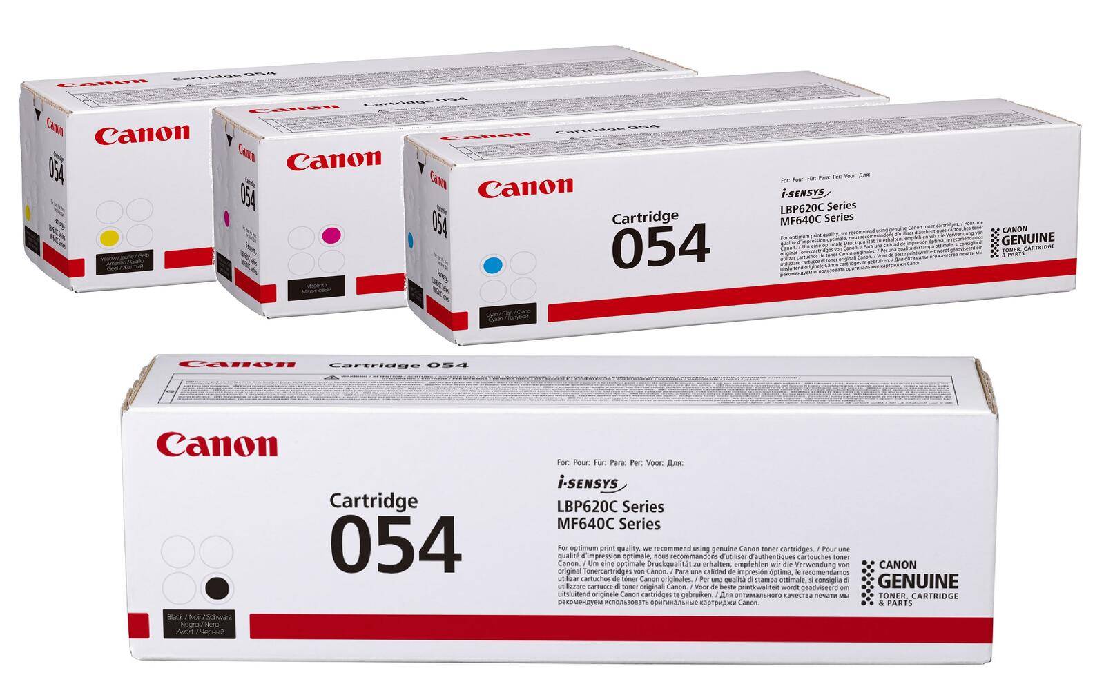 Original 054 4er Multipack Toner - schwarz 1.500 Seiten, cyan, magenta, gelb je 1.200 Seiten
