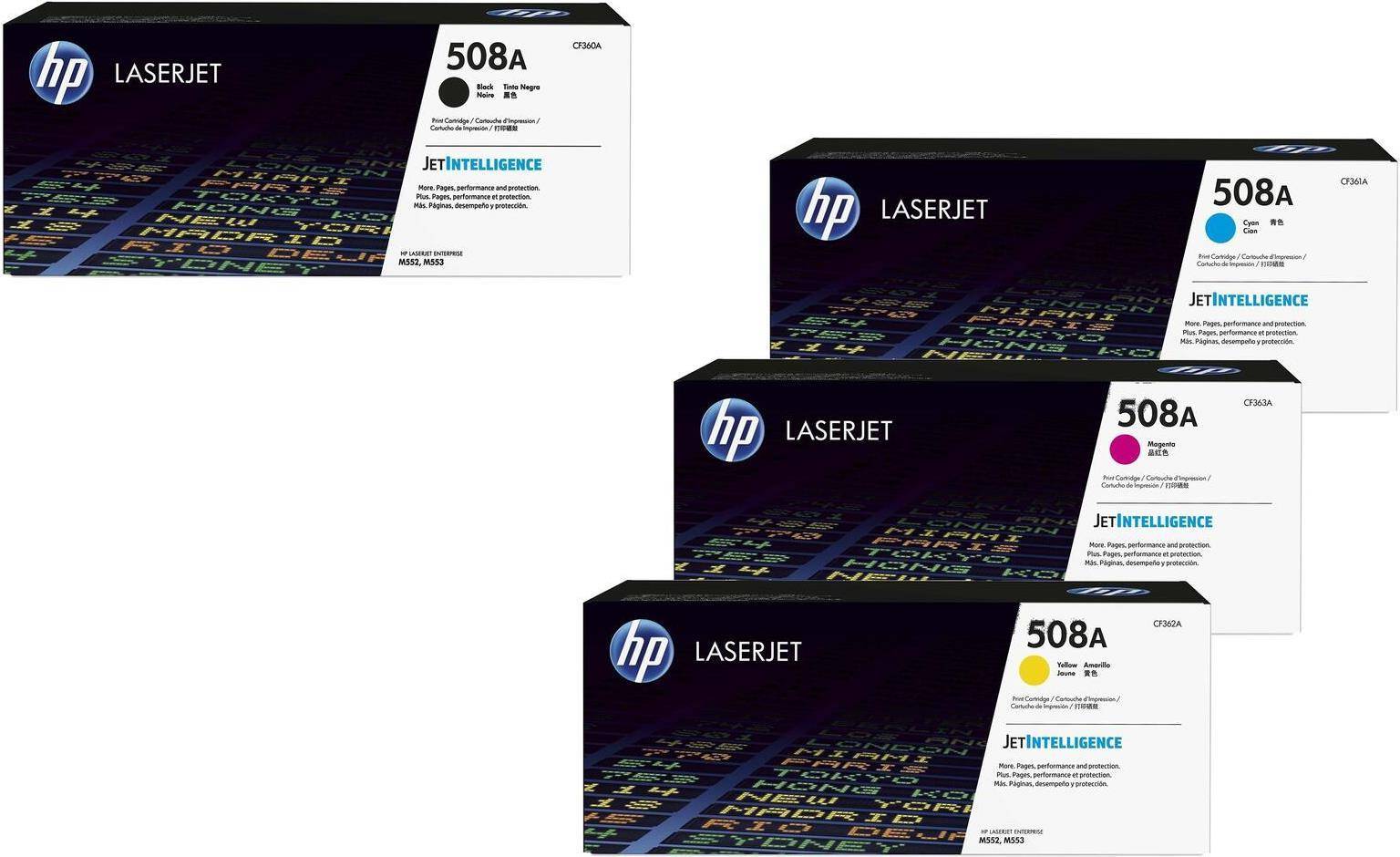 HP Original 508A Toner 4er Set schwarz, cyan, magenta, gelb (CF360A, CF361A, CF363A, CF362A)
