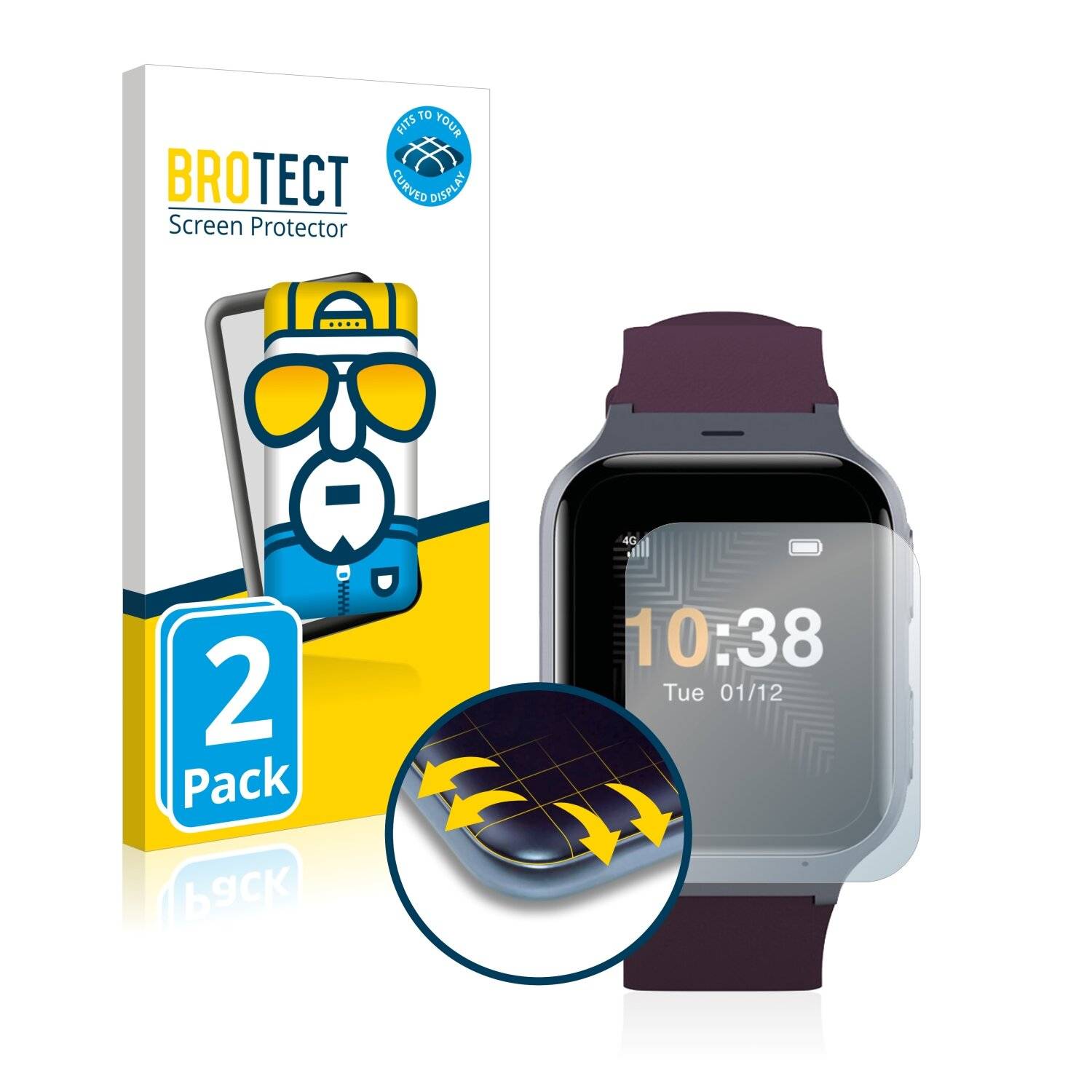 2x BROTECT Flex Full-Cover Displayschutzfolie für TCL Safety Watch