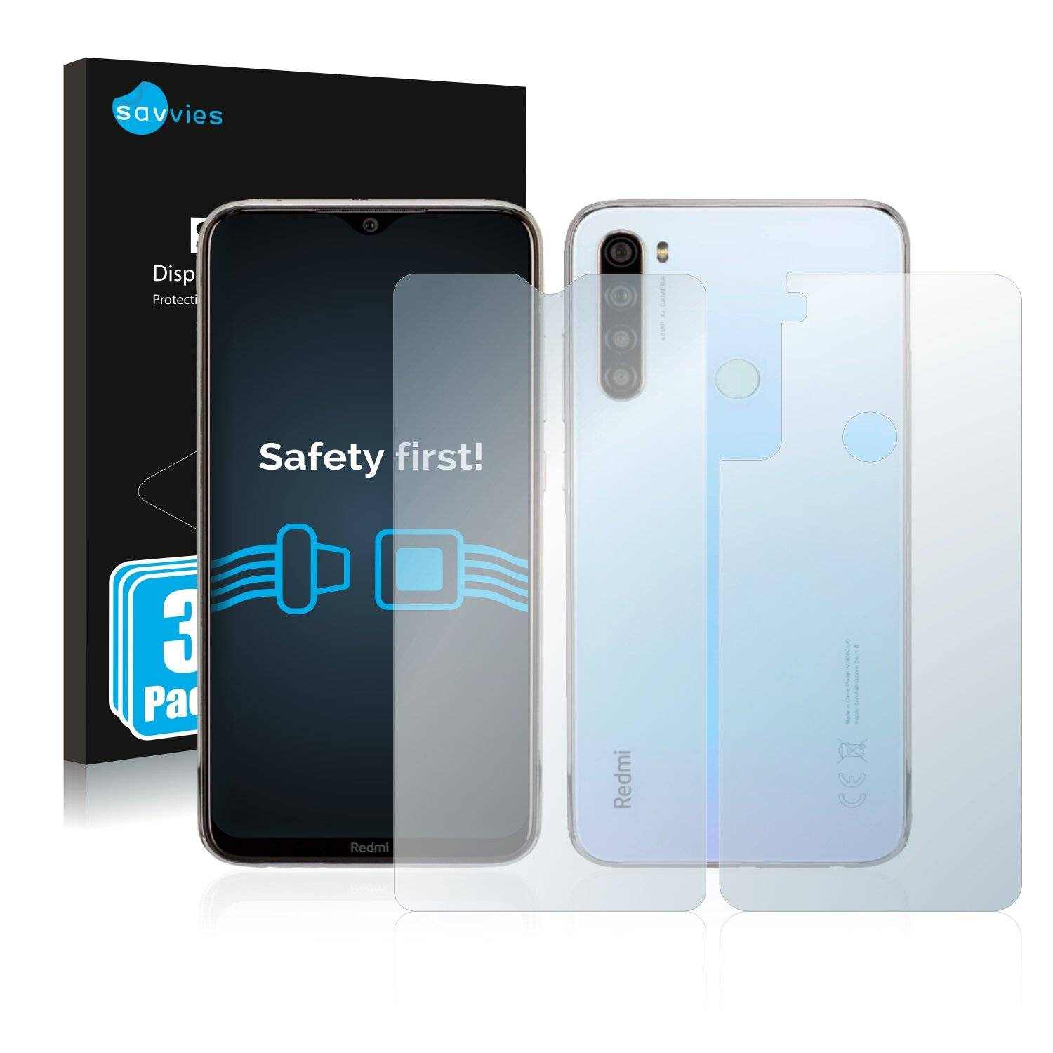 6x Savvies SU75 Displayschutzfolie für Xiaomi Redmi Note 8 2021 (Vorder +