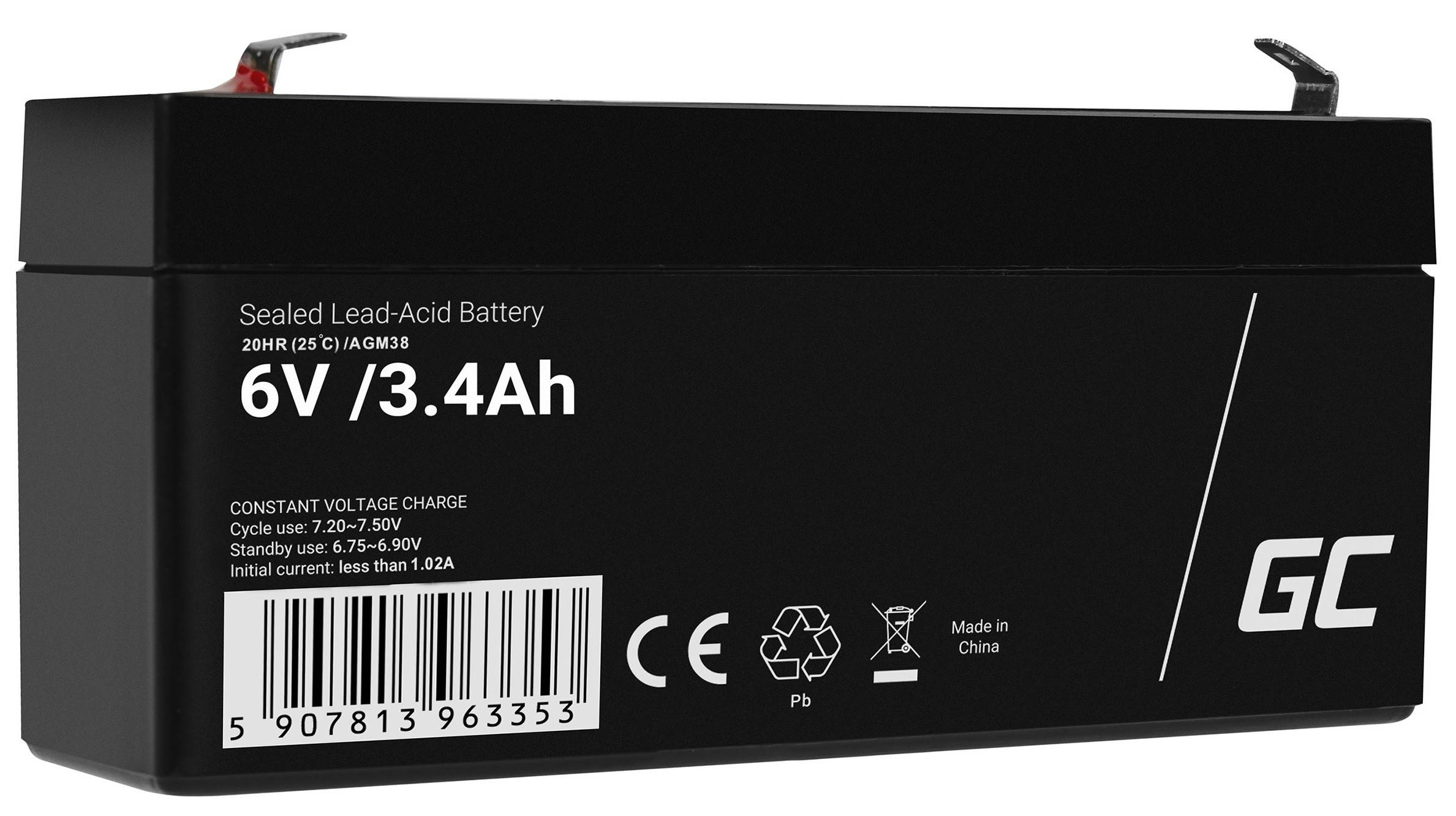 AGM-Batterie Blei-Säure VRLA - 6V - 3,4Ah