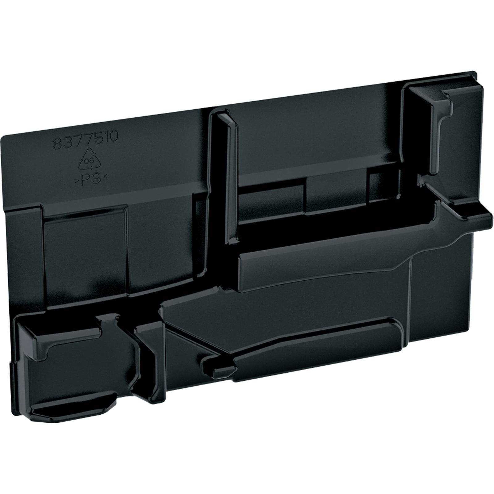 Eine schwarze Plastikform mit mehreren Rillen und Schlitzen, beschriftet mit '8377510' und versehen mit dem Recycling-Symbol 'PS'.