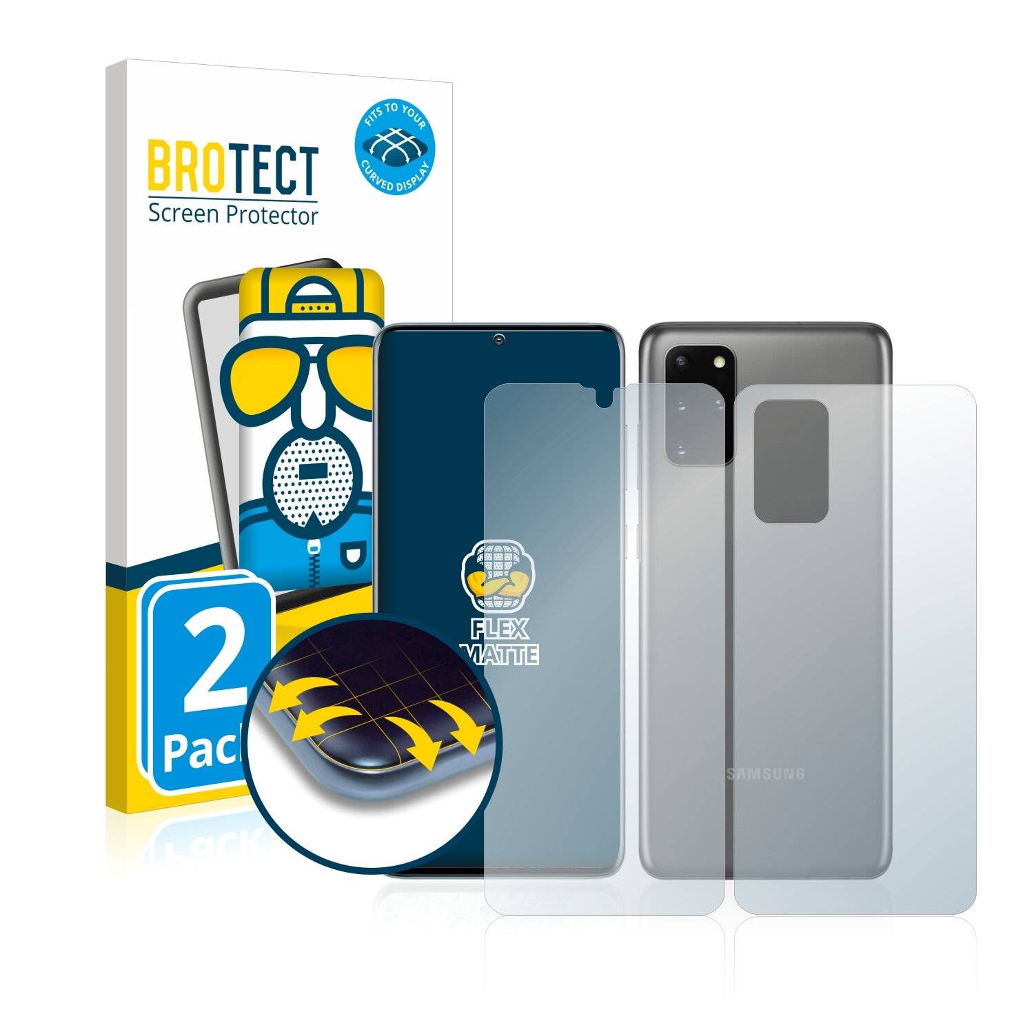 2x BROTECT Flex Matte Full-Cover Displayschutzfolie für Samsung Galaxy S20 Plus (Vorder +