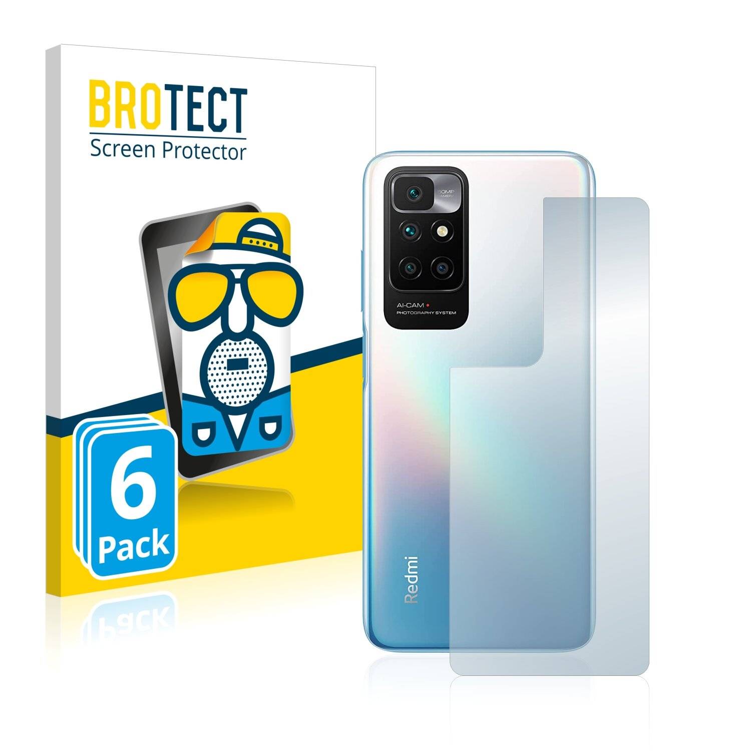 6x BROTECT Matte Displayschutzfolie für Xiaomi Redmi 10 Prime (Rückseite) - Entspiegelt,