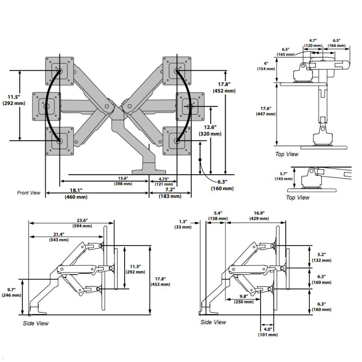 Ergotron HX Monitor Tischhalterung mit C-Klemme bis 49 Zoll, weiß (45-606-216)