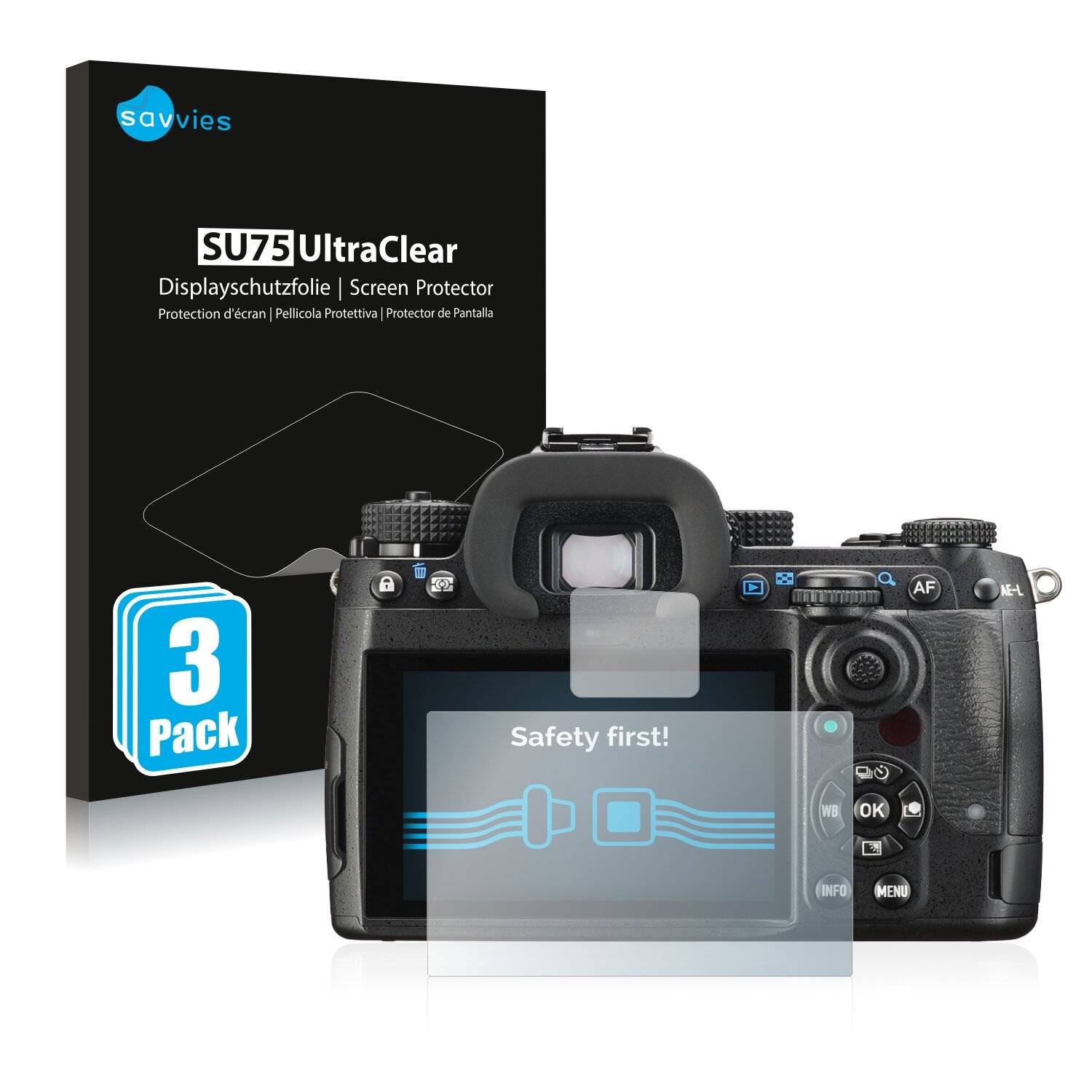 6x Savvies SU75 Displayschutzfolie für Pentax K-3 Mark