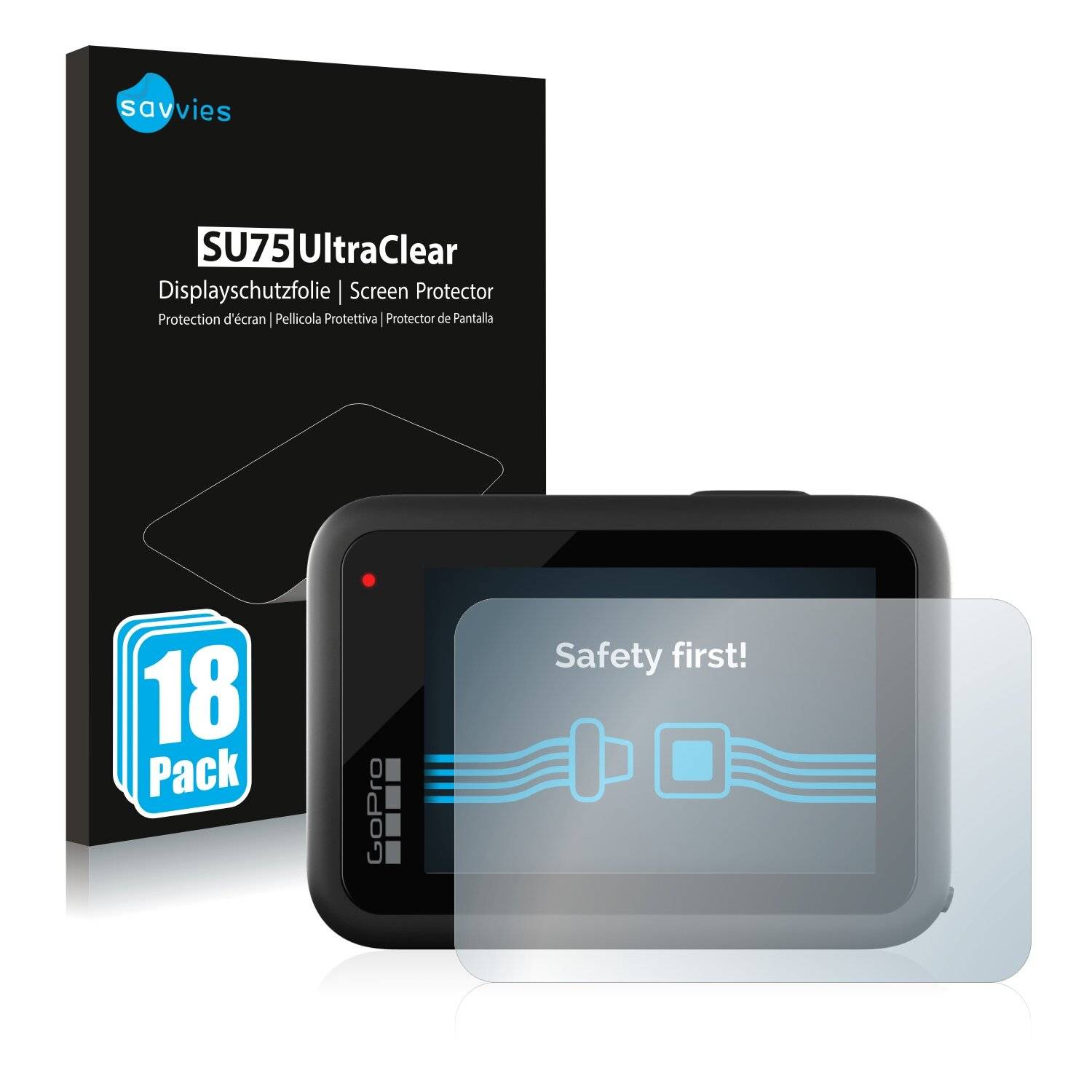 18x Savvies SU75 Displayschutzfolie für GoPro Hero10