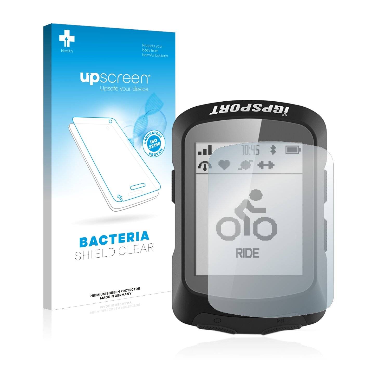 upscreen Bacteria Shield Clear Premium Antibakterielle Displayschutzfolie für igpsport