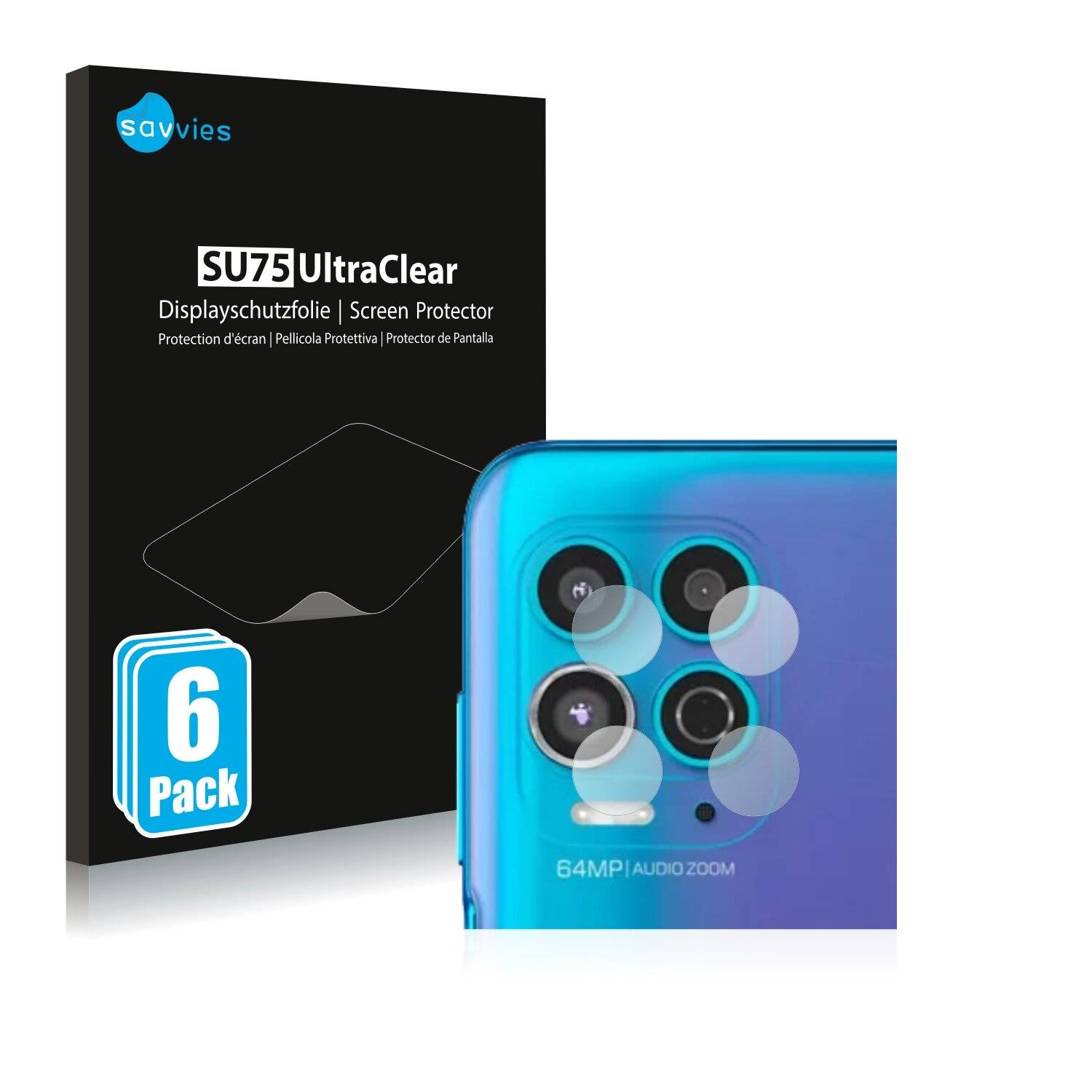 6x Savvies SU75 Displayschutzfolie für Motorola Edge S (NUR