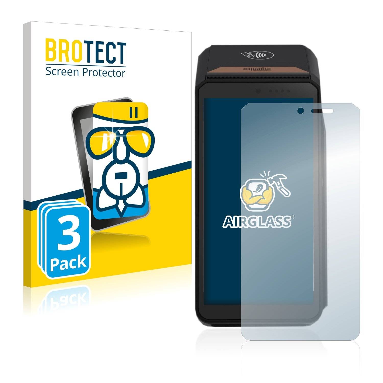 3x BROTECT AirGlass Schutzglas Folie für Ingenico Axium