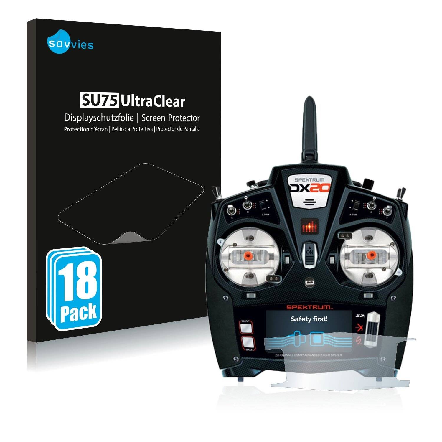 18x Savvies SU75 Displayschutzfolie für Spektrum