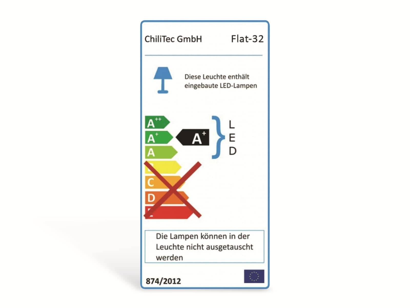 CHILITEC LED-Einbauleuchte "Flat-32" EEK F, 5 W, 470 lm, 2900 K, weiß