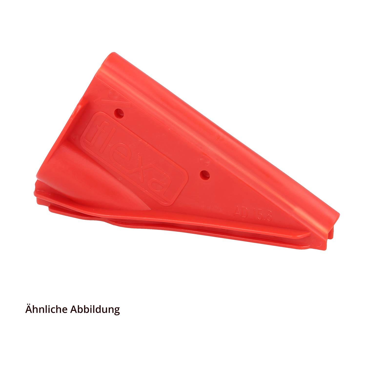 Ein 'Axoa' ist ein rotes Plastikwerkzeug mit glatten, abgeschrägten Kanten, das zum gleichmäßigen Auftragen von Materialien auf Oberflächen verwendet wird.