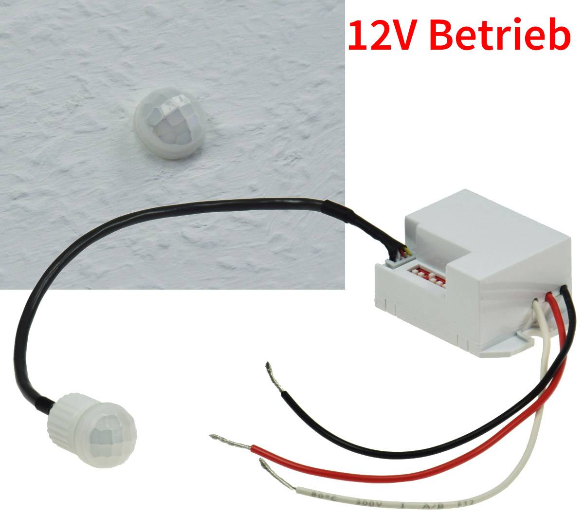 ChiliTec 22261 Einbau-Bewegungsmelder "CT-PIR Mini 12V" 12V DC, 1-60W, LED geeignet, weiß