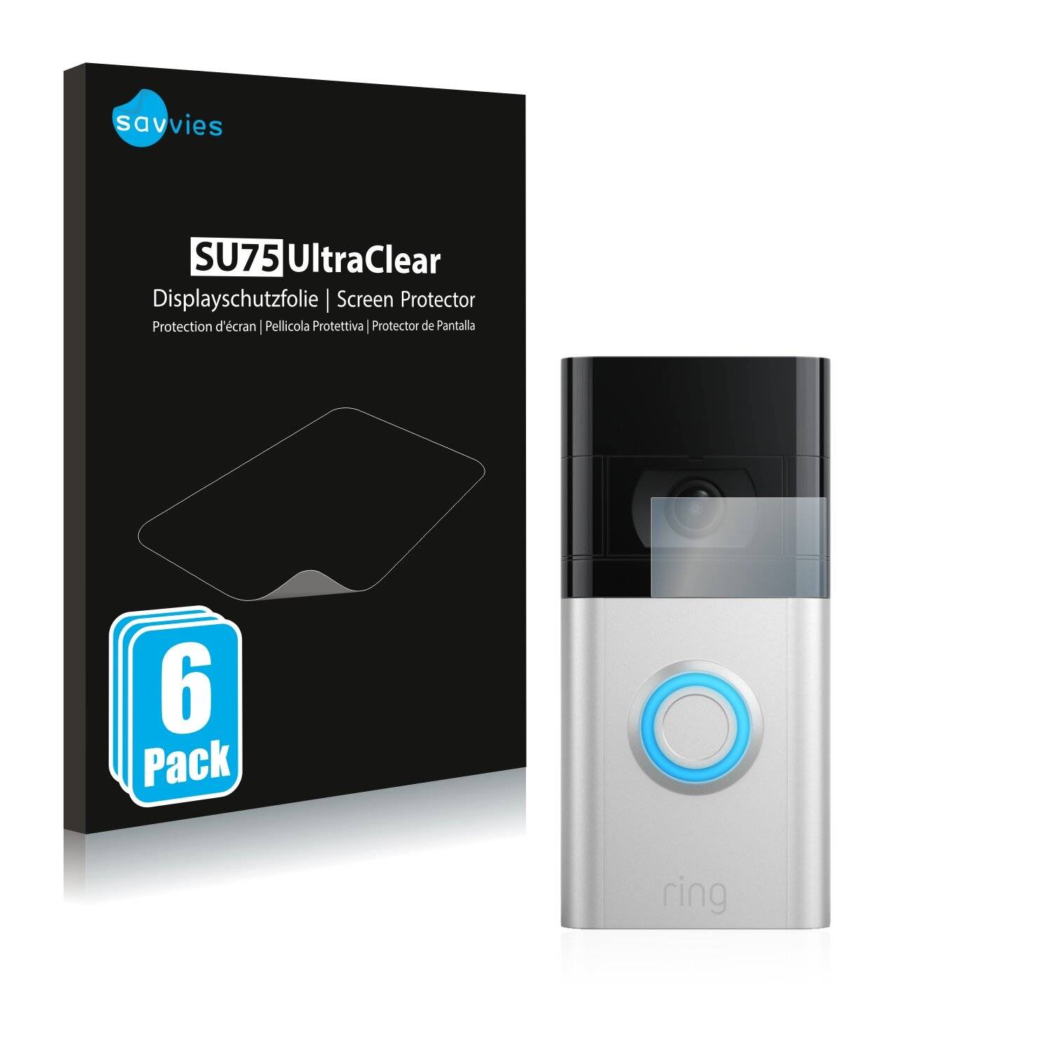 6x Savvies SU75 Displayschutzfolie für Ring Video Doorbell