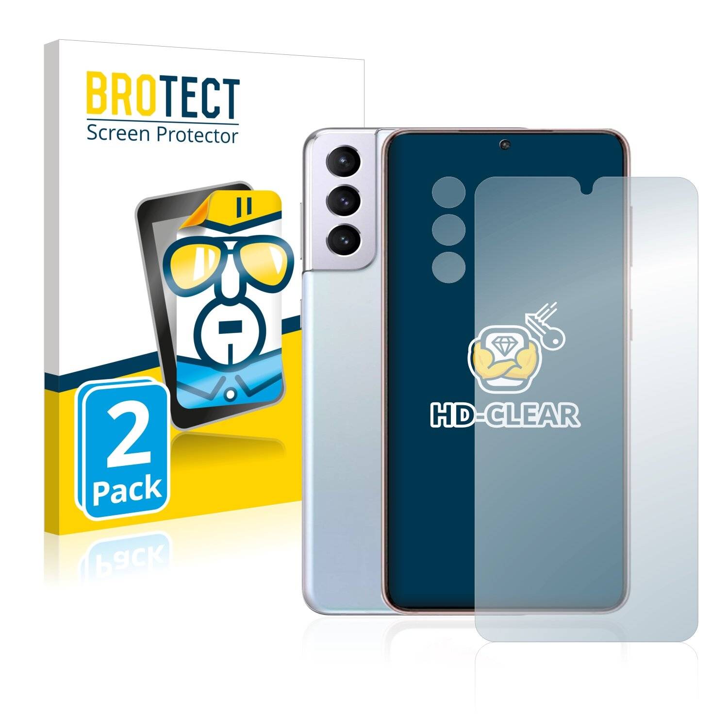 2x BROTECT HD-Clear Displayschutzfolie für Samsung Galaxy S21 (Vorderseite +