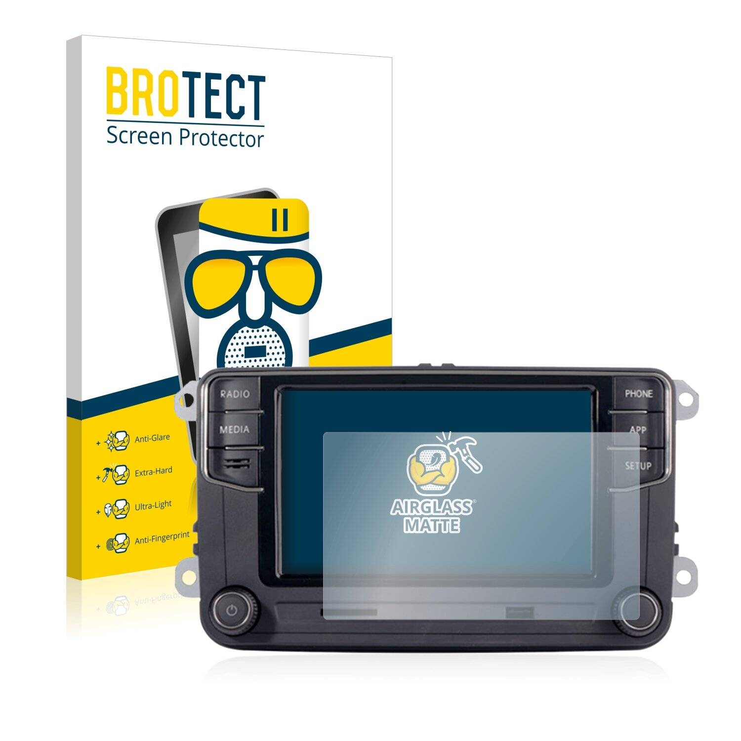 BROTECT AirGlass Matte Schutzglas Folie für Volkswagen Autoradio Composition Touch RCD330+