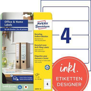 Avery Zweckform Ordneretikett RC LR4761-10 61x192mm ws 40St