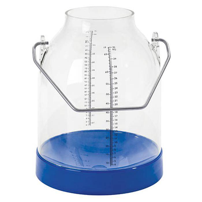 Melkeimer - Kunststoff (Polycarbonat) - Bügelhöhe 117 mm - 30 l - mit Skala - rot, blau und grün